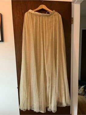 Jenny Yoo Gold Metallic Maxi Skirt